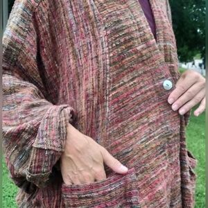Handwoven 100% Cotton Yasuko Kurisaka multicolored jacket, one size